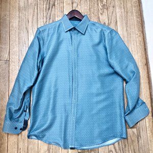 J.VER Men's Casual Long Sleeve Pattern Dress Shirt Size Large, Excellent